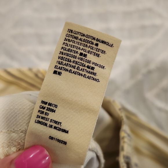 Free People yellow striped, frayed hem kick boot jeans size 27! - Picture 5 of 12